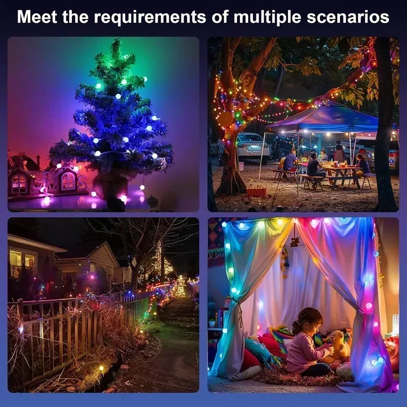 RGBIC LED String Lights Smart Bluetooth App Control DIY String Wedding Christmas Fairy Light Festoon Home Party Decor Garland