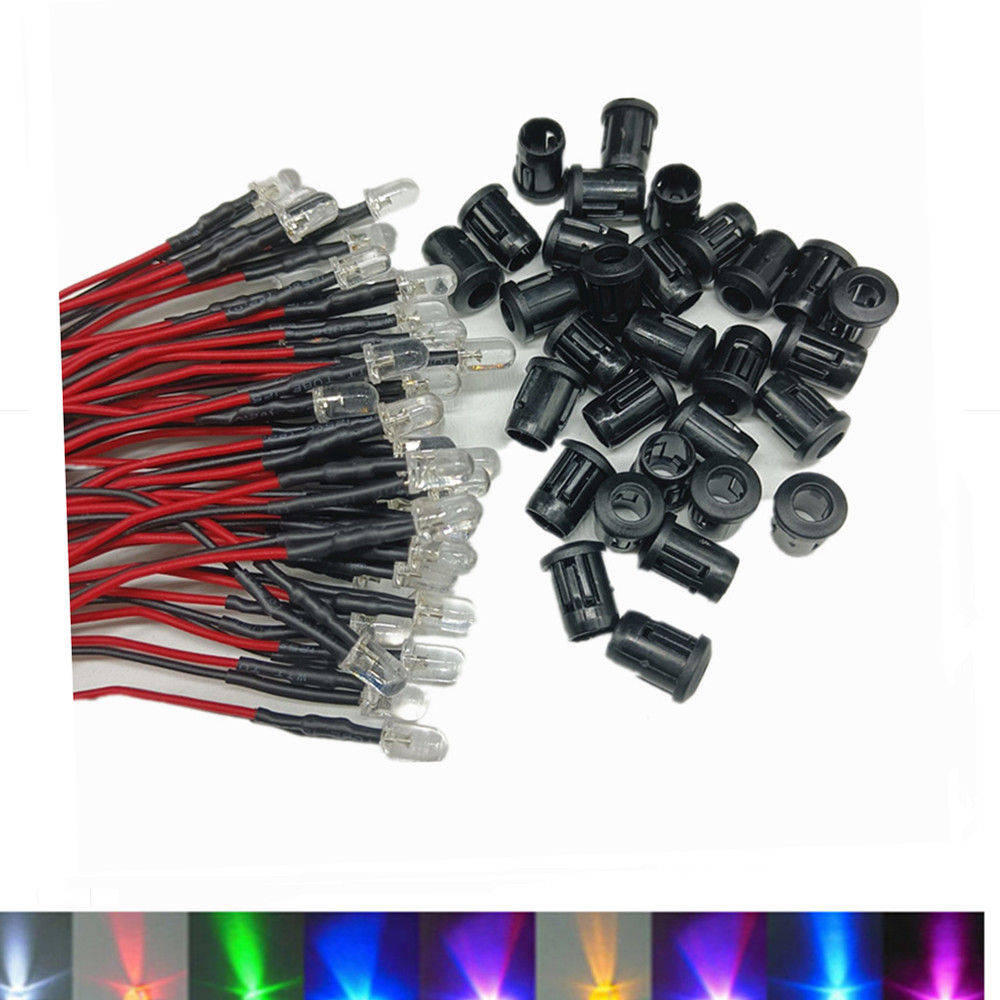 20PCS LED ไดโอด DC3V 5V 12V 24V 3 มม.5 มม.10 มม.สําหรับสีแดง/สีเขียว/สีฟ้า /สีเหลือง/UV/สีส้ม/สีชมพู/ร้อน/สีขาว/RGB Pre-CABLE