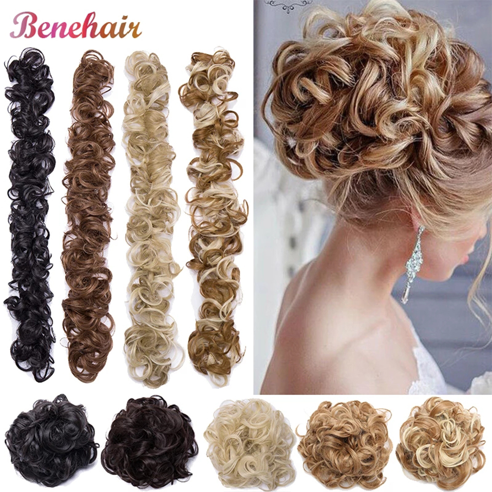 BENEHAIR Synthetischer Damen-Chignon, unordentlicher Haarknoten, Haarknoten, Gummiband, Haarband, Haarteil, Hochsteckfrisur, Chignon, Donut-Roller