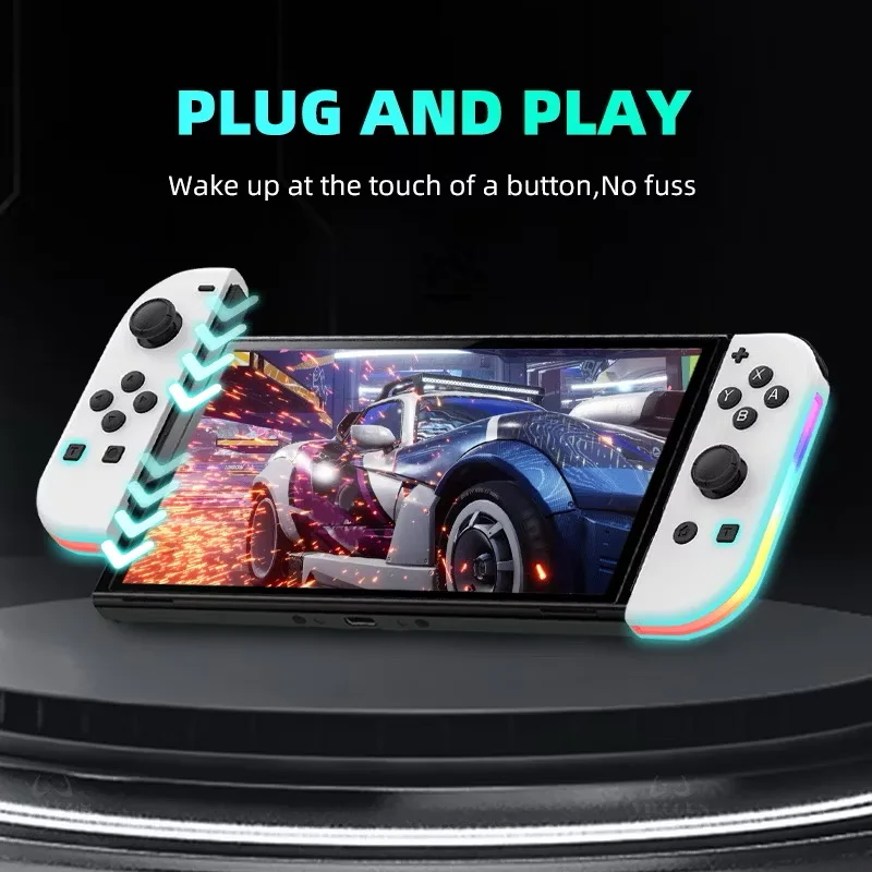 For NS Switch Joy-Con Controller Game Controller Left & Right Bluetooth-Compatible Gaming Controller with Hand Strap RGB Light