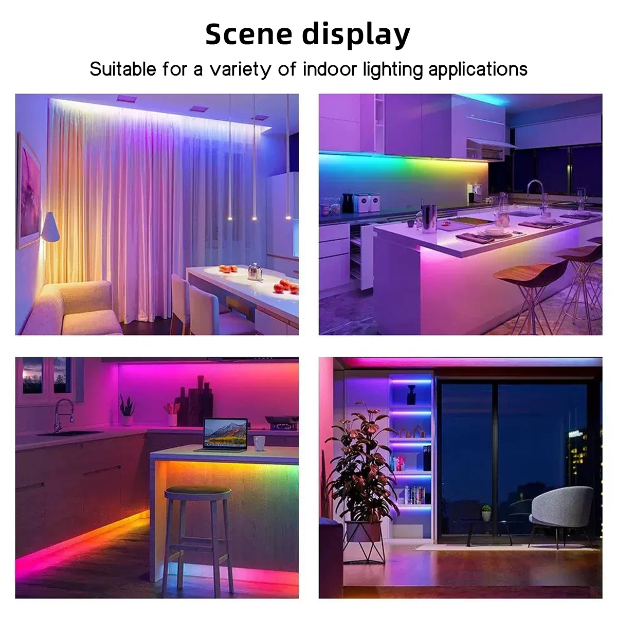 Tira de luz de neón LED con atenuación Rgb, aplicación remota Flexible e impermeable, Control modo Dual, micrófono incorporado para Control de voz
