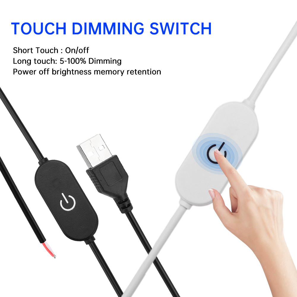 2A 5V 12V 24V USB Touch Dimmen Schalter Kabel 1,5M USB 2,0A zu 2 Draht Ausgang Dimmer Controller für Einfarbige LED Streifen Lichter