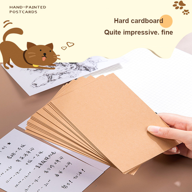 50/75/100Pcs Kraft Paper 250gsm Message Word Card paper DIY Gift Packing Cardboard Paper Blank Postcard hand-drawn doodles