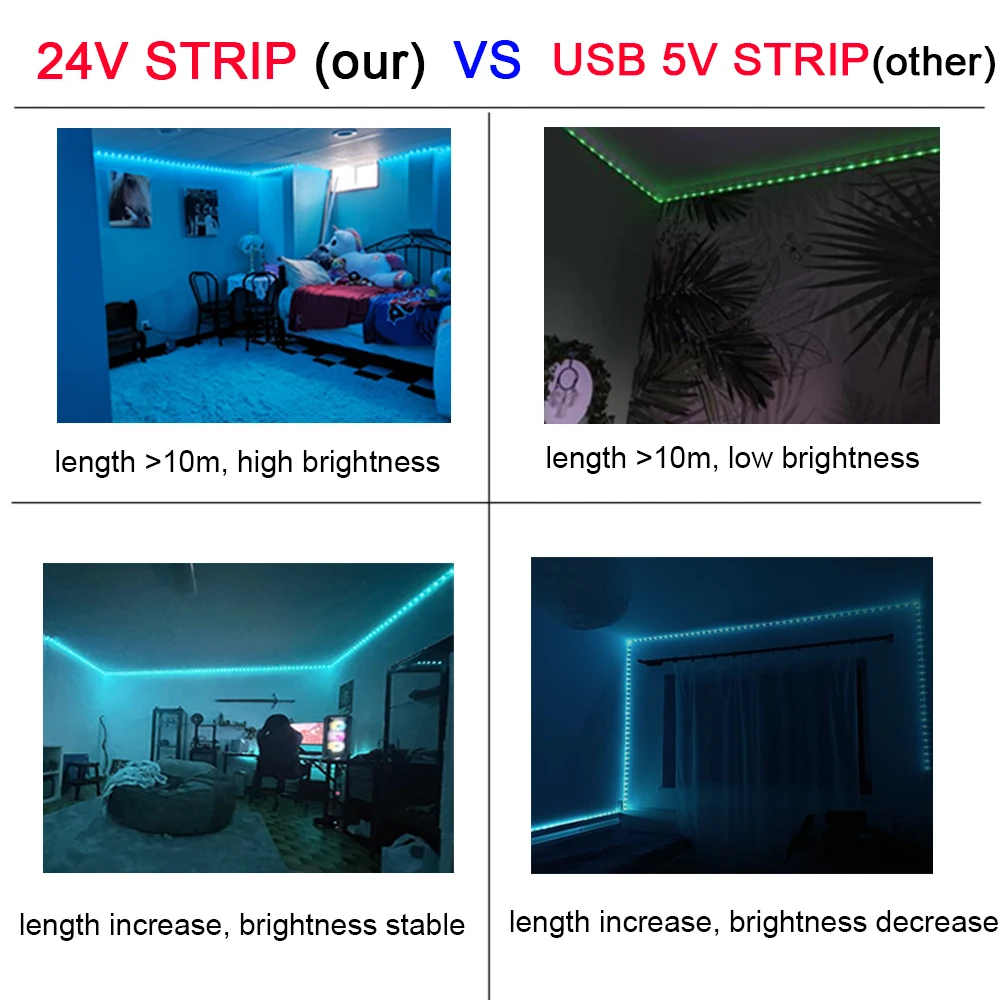 Strisce luminose a LED RGB Controllo APP Sincronizzazione musicale Luce per ambienti a LED 10m 20m 30m 40m 60m Nastro flessibile a nastro LED per l'arredamento della camera da letto di casa