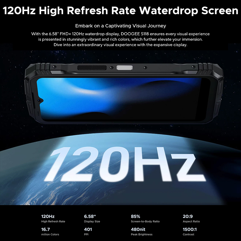Doogee-Smartphone robuste S118, 20 Go, 8 + 12 Go arc-en-ciel, écran FHD + 6.58 ", Helio G99, 10800mAh, caméra AI 50MP, NDavid, première mondiale