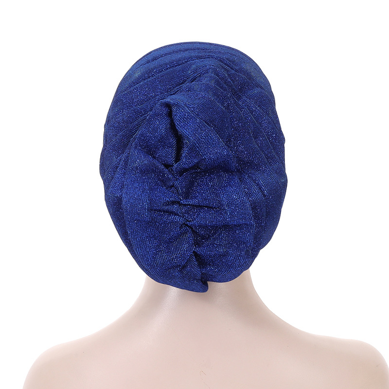 Glitter plissado cabeça feminina envolve gorro turbante africano boné muçulmano lenço gorro turbante mujer