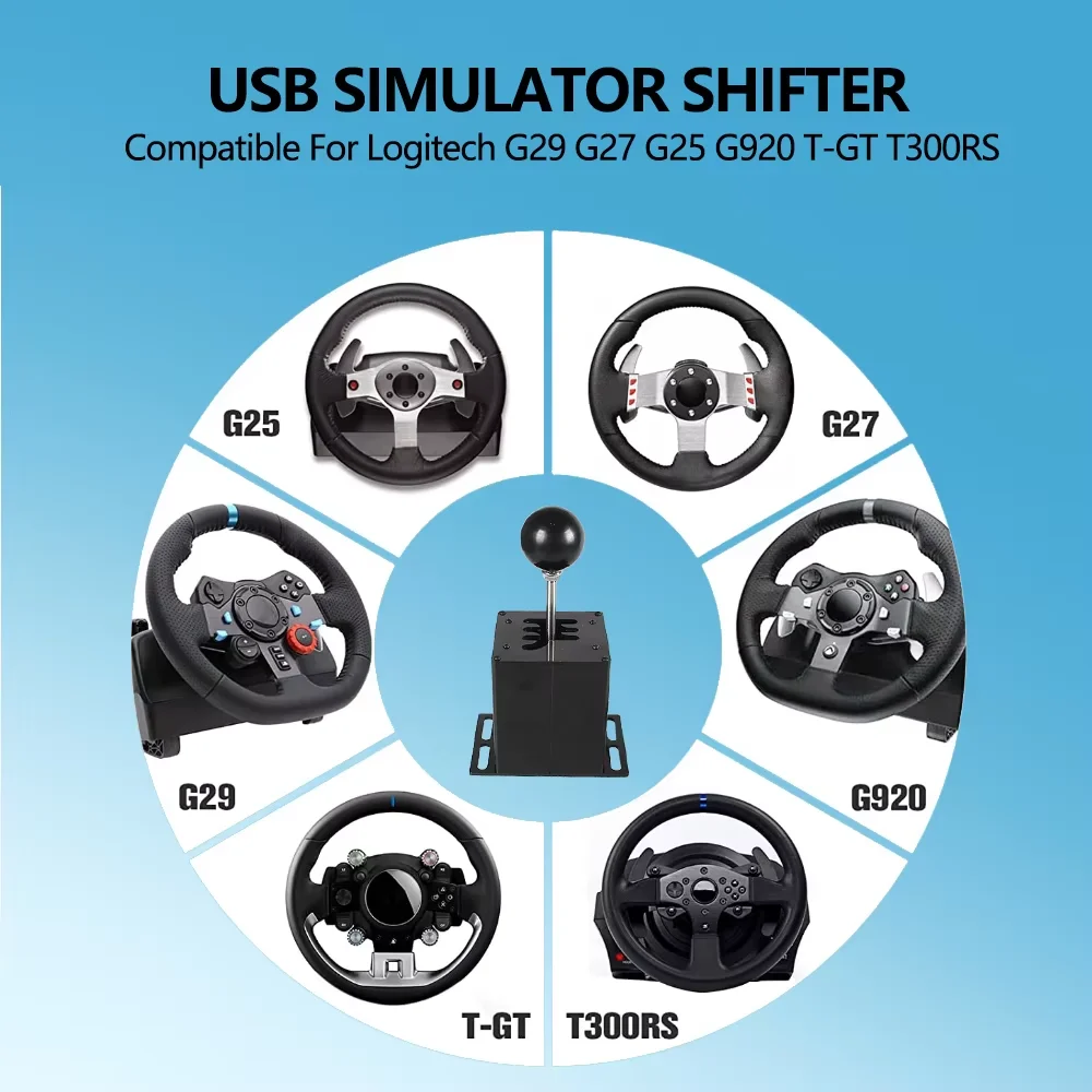 Pc usb h gear shifter para logitech g27 g29 g25 g920 para ets2 simracing jogo de corrida para thrustmaster t300rs/gt botão de mudança
