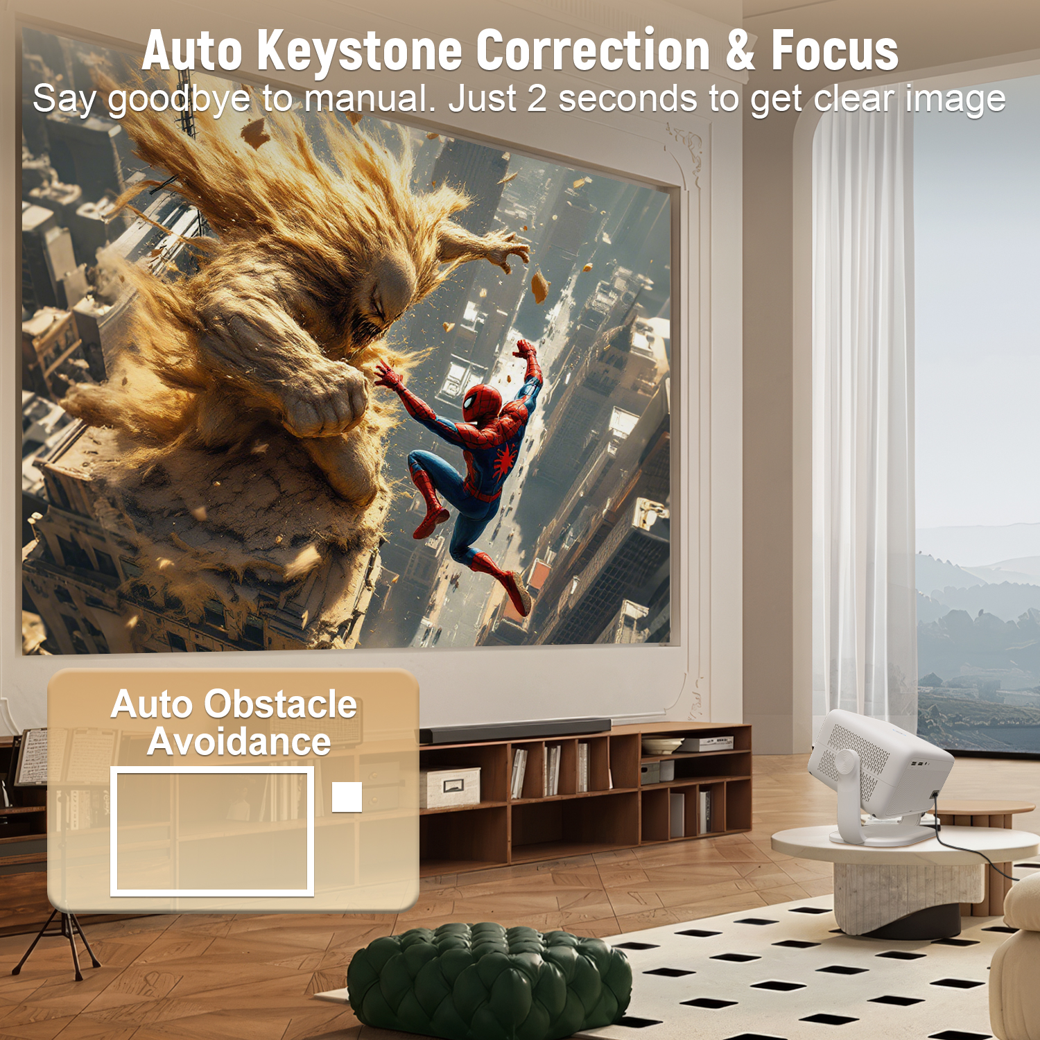 Velec Projector Compatible with Netflix  Android 13 4K Native 1080P 650ANSI With Auto Focus Wifi6 BT5.2 Home Outdoor Projector