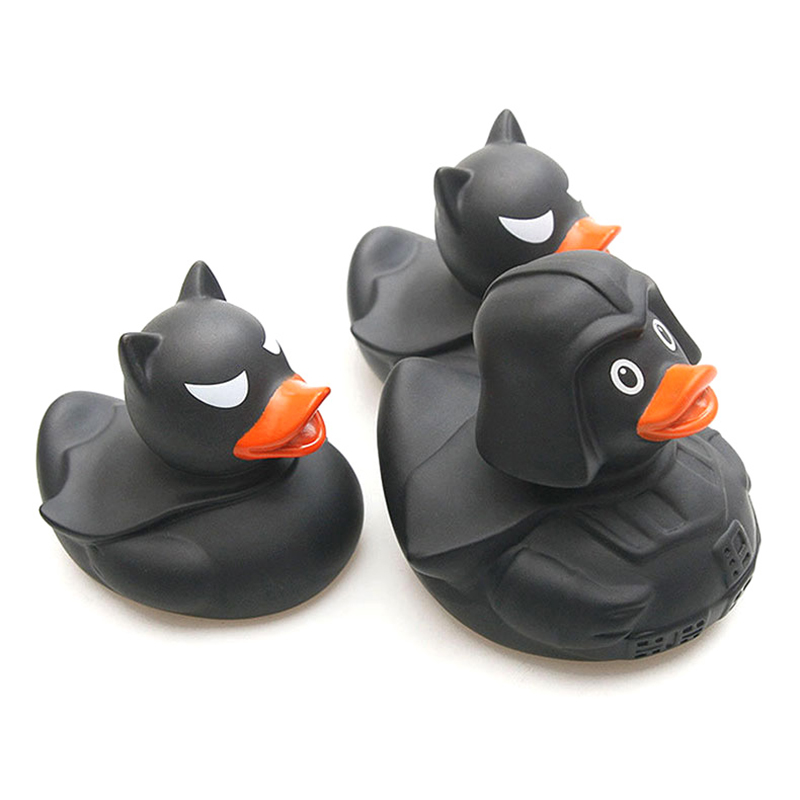 1Pcs Black Rubber Duck Dashboard Decorations Ornament Cute Duck Cool Gentleman Hat Swim Ring Children's Bath Toy