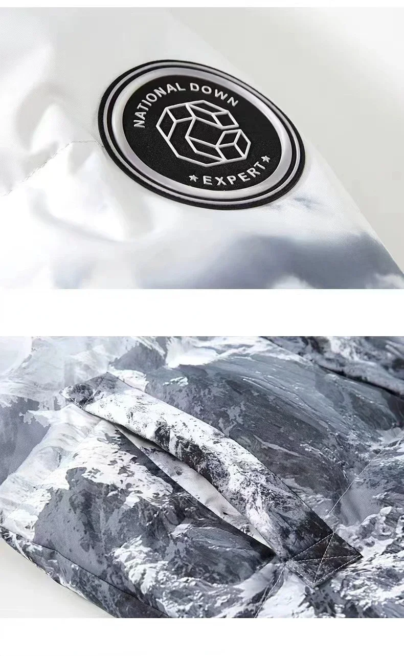 Chaqueta de plumón de invierno para hombre, Parkas con capucha gruesas y cálidas a prueba de viento para exteriores, abrigos de plumón de pato blanco para invierno para hombre 3XL
