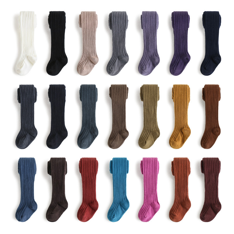 Pantimedias de Color macarrón para niños, medias de punto de algodón a la moda para niñas, medias para niños, pantalones casuales para niños pequeños