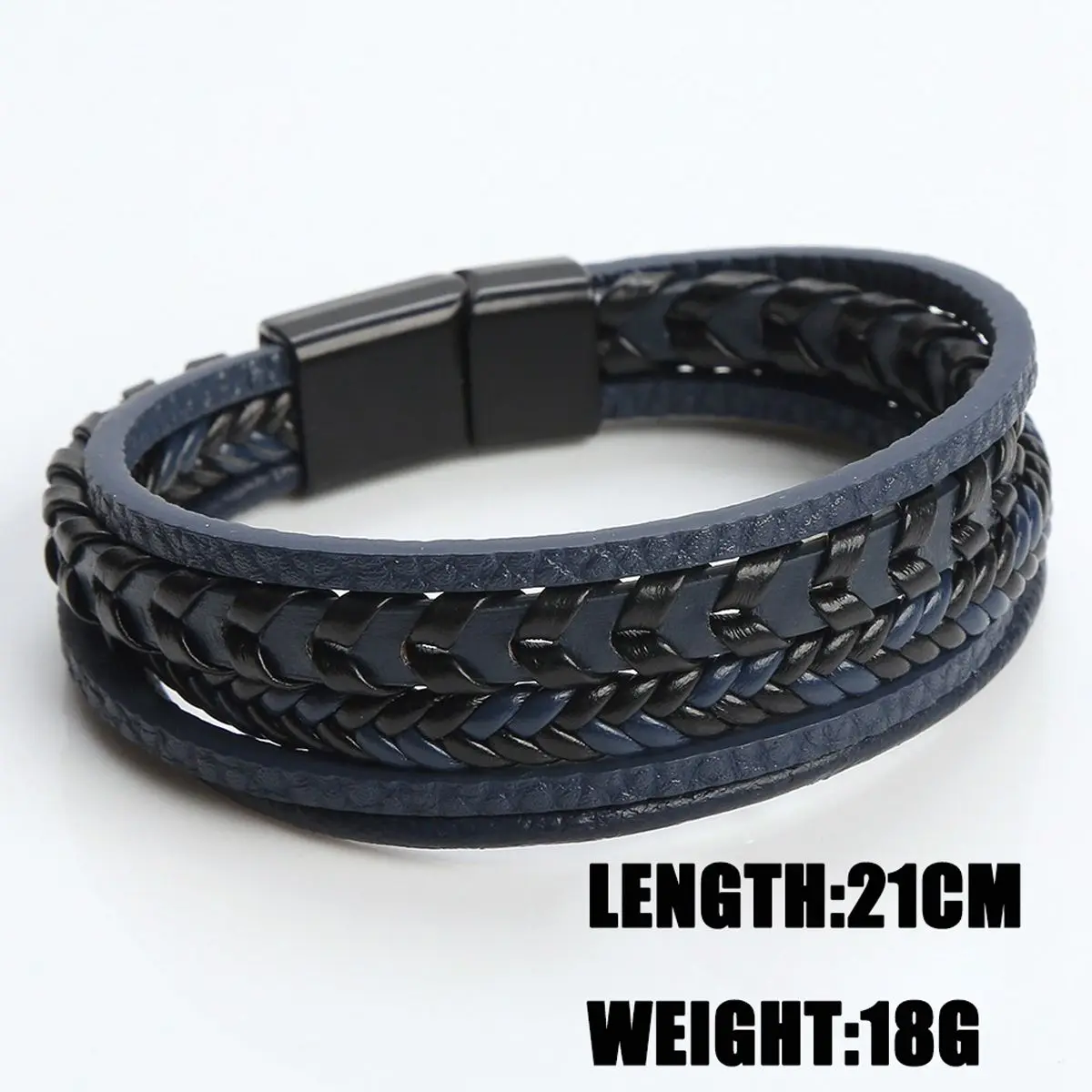 Bracciale in corda di cuoio multistrato da uomo con gioielli di moda Bracciale in corda di cuoio Bracciale con fibbia magnetica