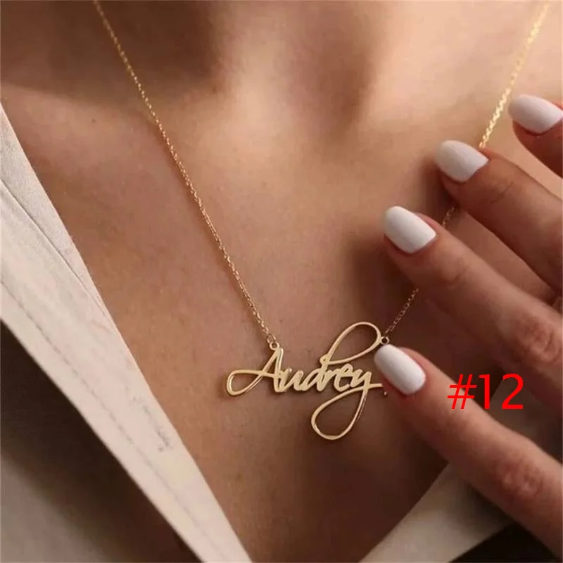 collar acero inoxidable mujer collares de moda 2022 mujer Collares con nombre personalizados para mujer, joyería de acero inoxidable con letra cursiva, colgante árabe, caja de oro, cadenas, Gargantilla, regalos choker
