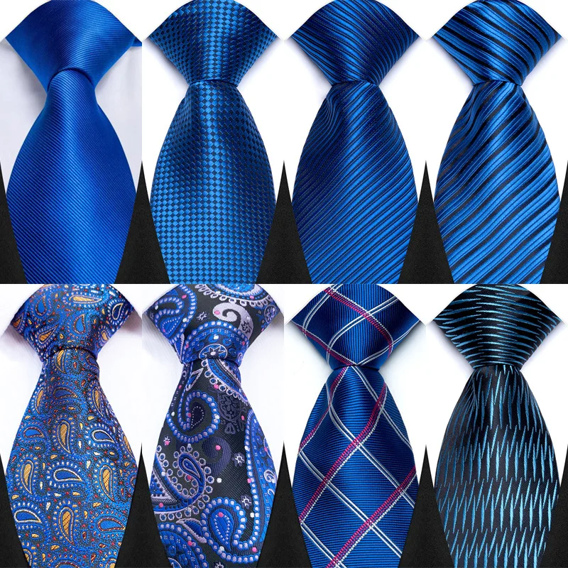 Men's Tie Classic Stripe Paisley 8cm Jacquard Luxury Necktie Royal Blue Color Accessories Daily Wear Cravat Wedding Party Gift
