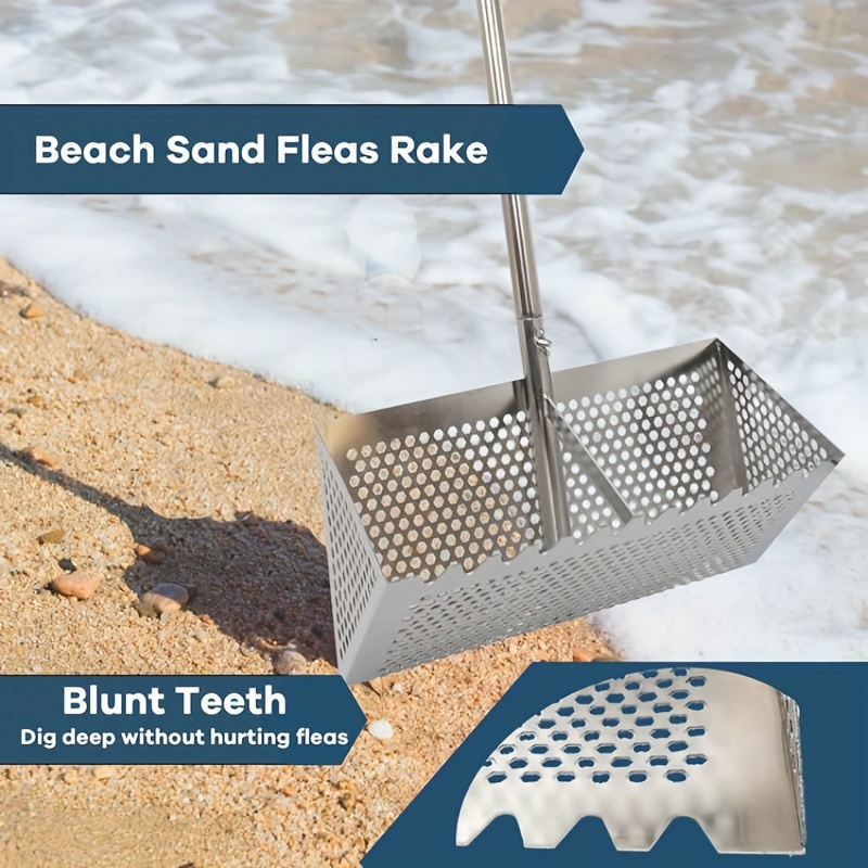 Stainless Steel Sand Fleas Rake Beach Sand Scoop Shovel Metal Detector Scoops Treasure Detecting Hunting Stainless Steel Tool