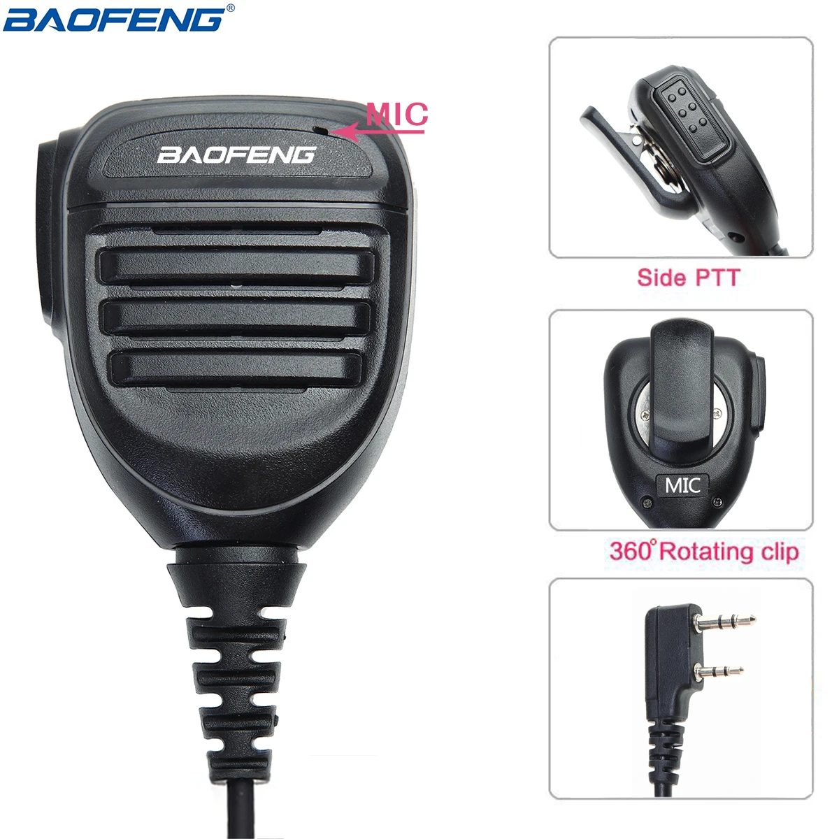 Baofeng Walkie Talkie Lautsprecher Mikrofon Wasserdicht Dual PTT Handheld Mikrofon Für UV5R UV-21 Pro Zwei Weg Radio QuanSheng UV-K6 UV-K5