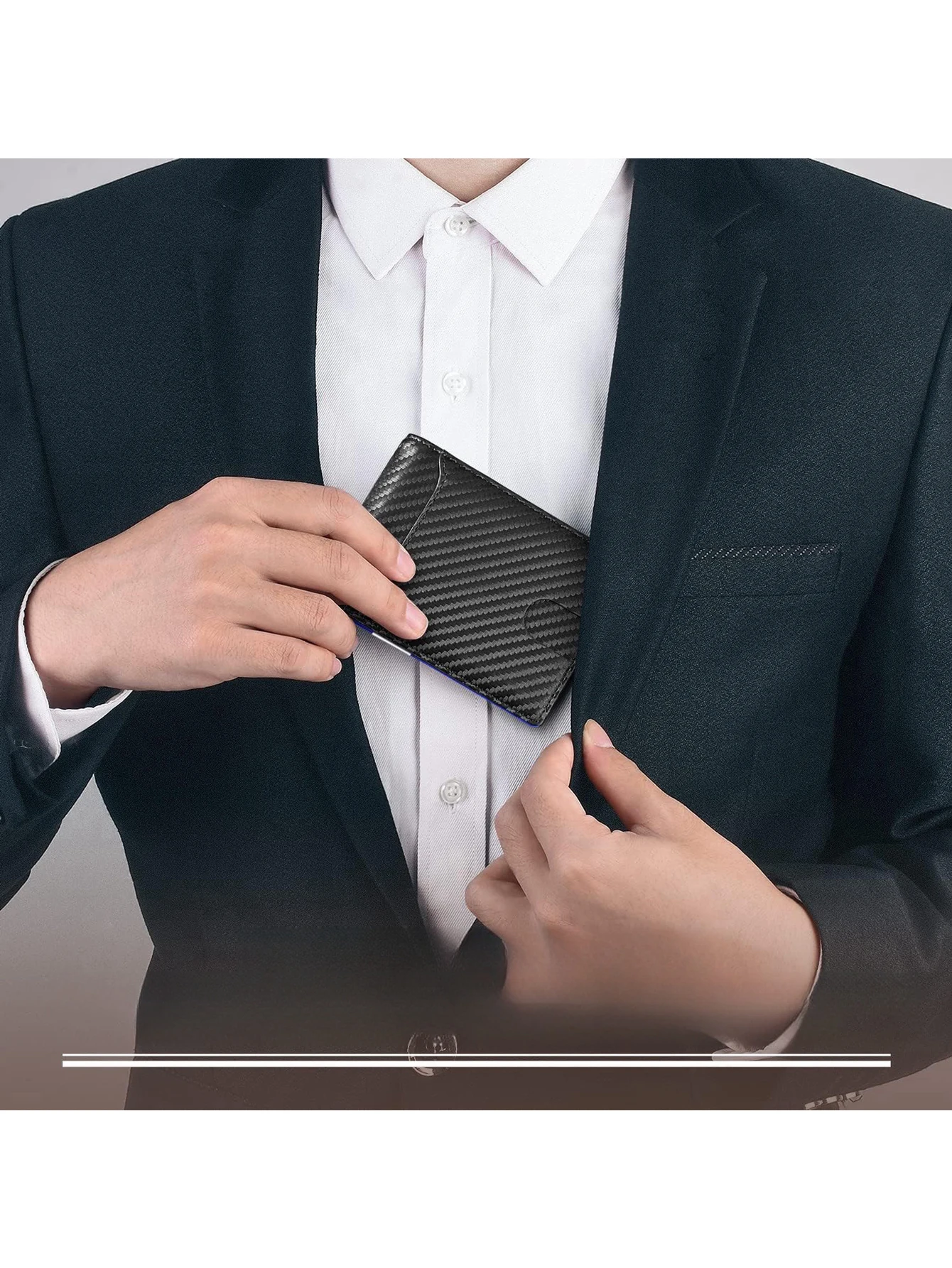 Nuovo portafoglio porta carte di credito da uomo in microfibra semplice in fibra di carbonio