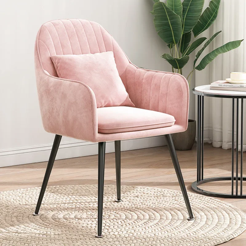 Nordic Fashion Metal Dining Chair - Light Luxury Suede, Modern Makeup Stool, Elegant Seating, Stylish Home Decor