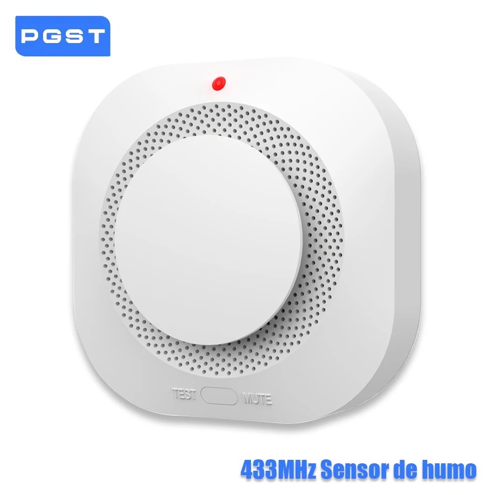 PGST-Detector de humo Tuya de 433MHz, protección de seguridad, Sensor Detector de humo para alarma de incendio para el hogar, Kit de sistema de seguridad Smart Life