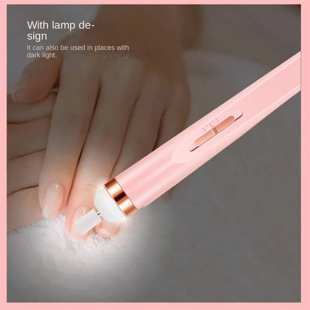 YIKOOLIN juego de cuidado de lima de uñas portátil, luz LED ajustable, 4 velocidades, 12 brocas de fijación, carga USB, uso doméstico