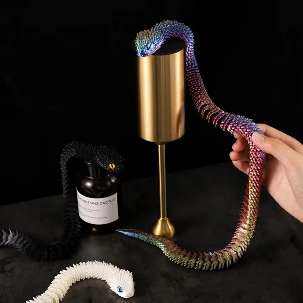 3D Printed Snake Fidget Toys Rotatable Stereoscopic Snake Office Desktop Ornament Home Decor Animal Model Figurine Car Decor