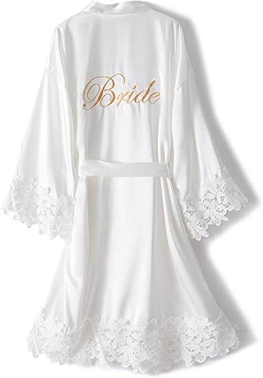 Batas de dama de honor, bata de novia de oro rosa, regalo de dama de honor de boda, bata de encaje satinado, bata de novia, pijamas de despedida de soltera
