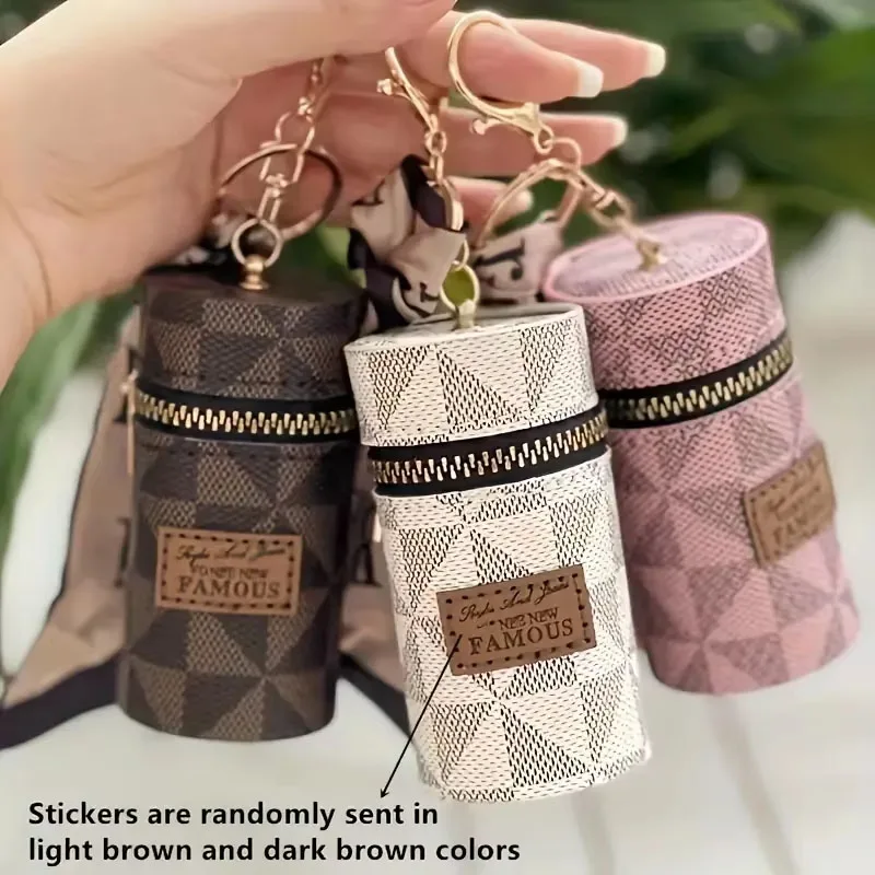Mini monedero retro, bolsa clásica con decoración de bufanda, bolsa de lápiz labial multifuncional portátil con cremallera, cuero de flores vintage