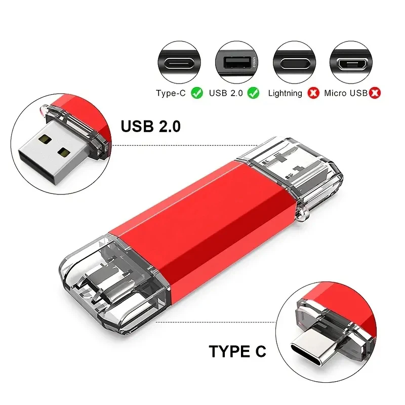 NEW Type-C 2 in 1 OTG 64GB 128GB Pendrive High Speed USB Flash Drive OTG Pen Drive 128GB 64GB 2 in 1 Type C OTG USB Flash Drive