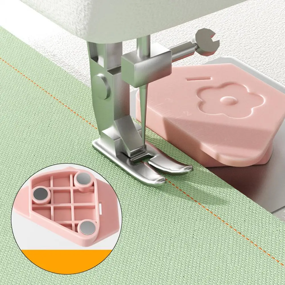 Accesorios para máquinas de coser con cerradura magnética, nuevo posicionador de plástico antirizado poligonal de borde de calibre magnético multiusos