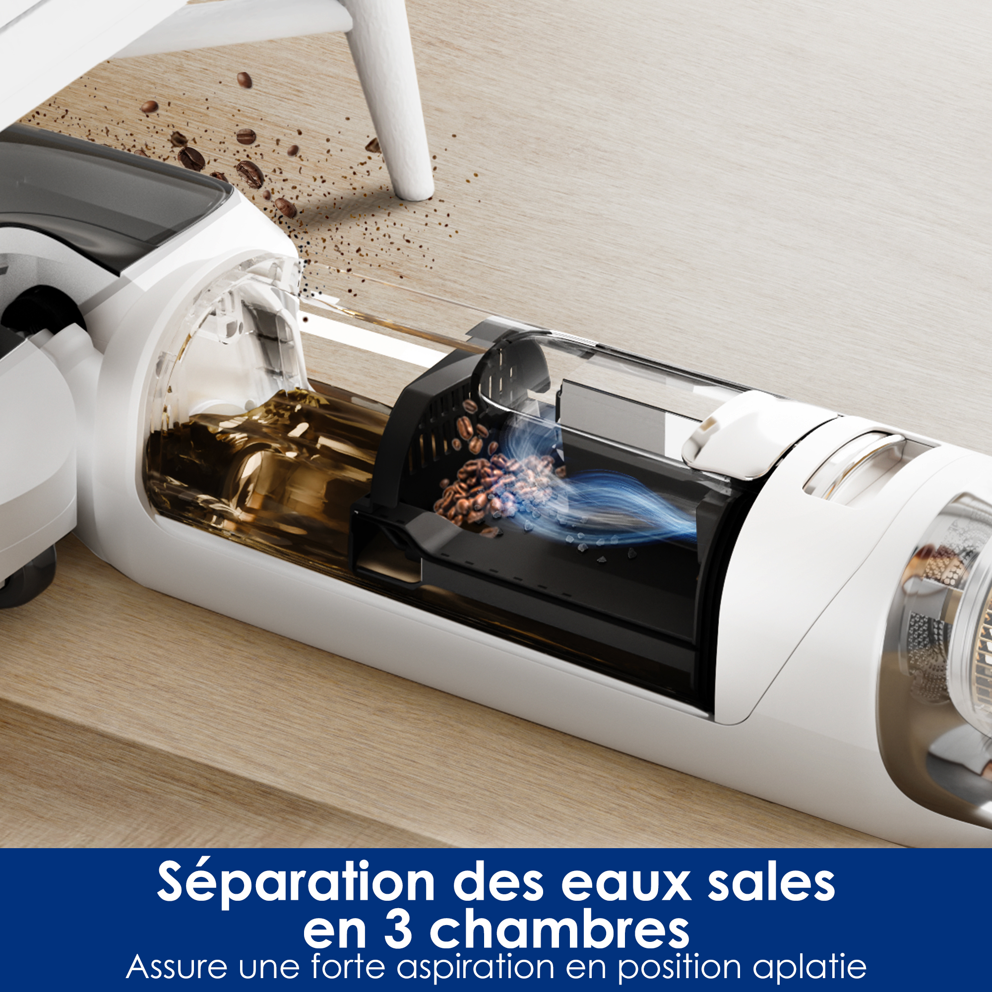 Tineco Floor One Stretch S6 Aspirateur Eau et Poussière Laveur de Sols Conception Plate à 180° Hauteur compacte de 13 cm Auto-Nettoyage Nettoyage des Bords sur Trois Faces Flashdry à 70℃ en 5 Min