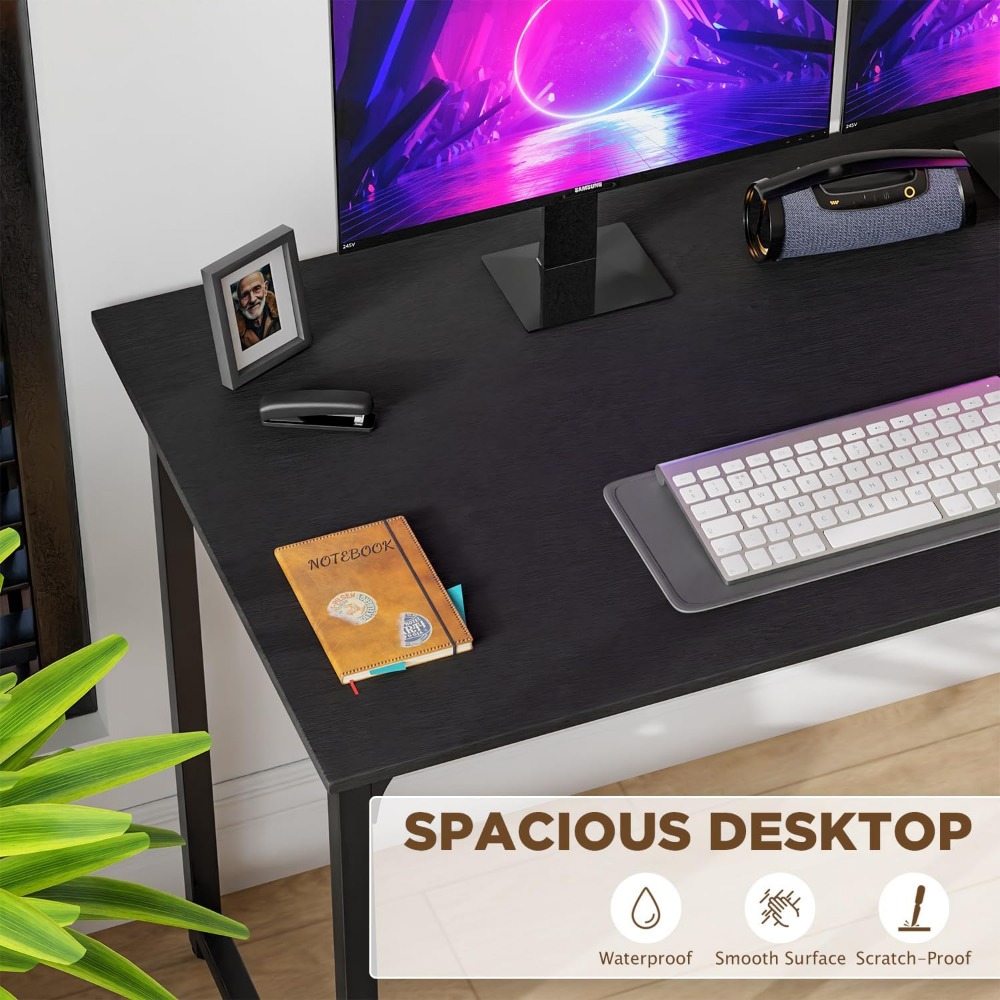 47 in Computer Desk Gaming Desk Multi-Function Writing Table Student Art Modren Simple Style PC Wood and Metal Desk Workstation