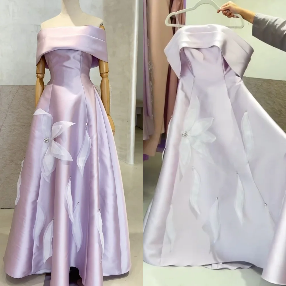 Dostosowane moda ręcznie robiony kwiat Rhinestone zakładka linia A długie sukienki z odkrytymi ramionami sukienki na zamówienie sukienki wizytowe