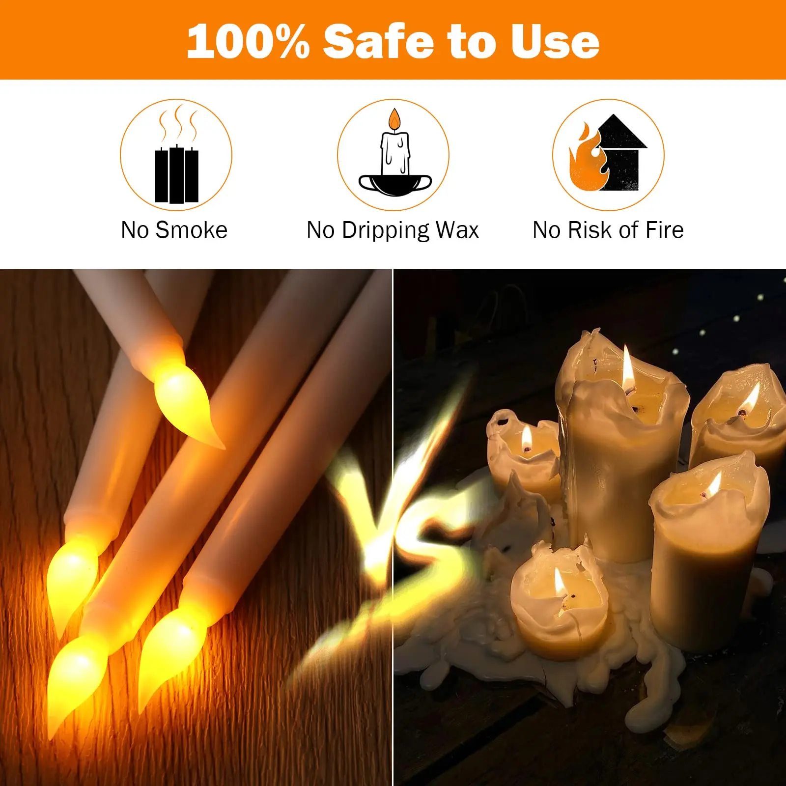 Velas cónicas sin llama para boda, velas LED parpadeantes con mecha 3D, velas con pilas, velas falsas para fiesta y hogar, 12-200 Uds.