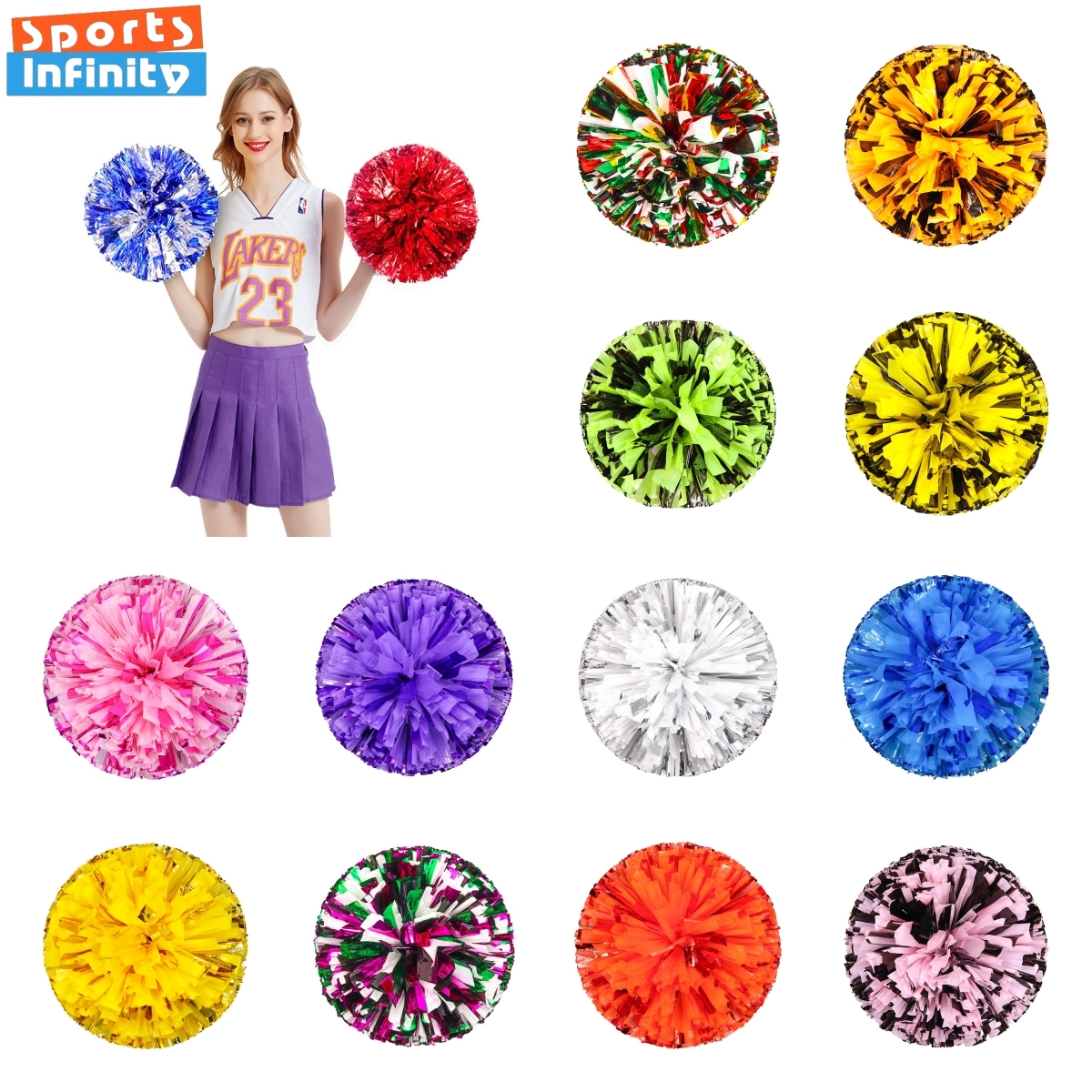 Bunte Cheerleading-Pompons für Mädchen und Kinder, Finger-Cheer-Bälle, Gold, Silber, Lila, Blau, Rot, Grün, Tanz-Cheerleading-Zubehör
