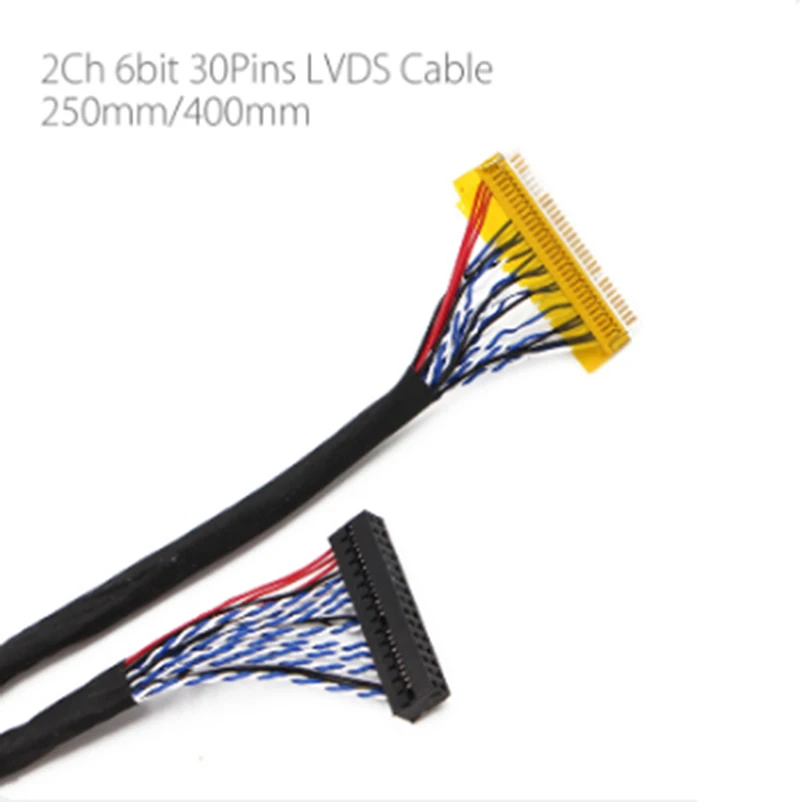 สายเคเบิล LVDS FIX-30P-S6 30pin คู่2 CH 6-bit สายคู่หน้าจอ LCD 6บิต