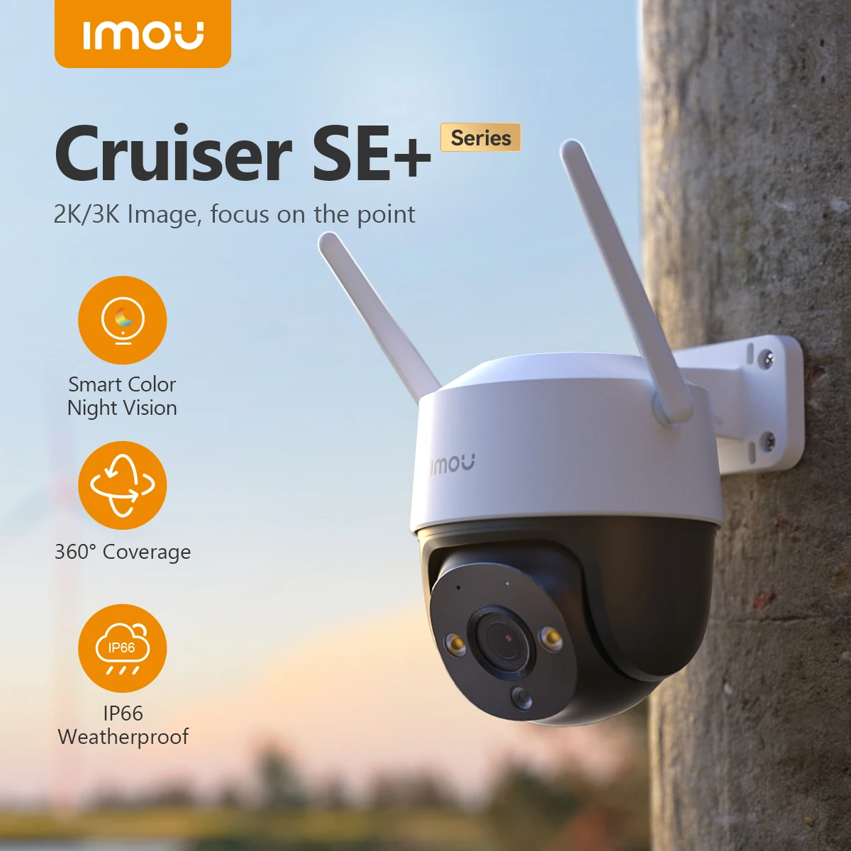 Telecamera Wi-Fi da esterno serie IMOU Cruiser SE + Telecamera IP66 resistente alle intemperie Zoom digitale 8X Visione notturna Telecamera di rilevamento umano AI