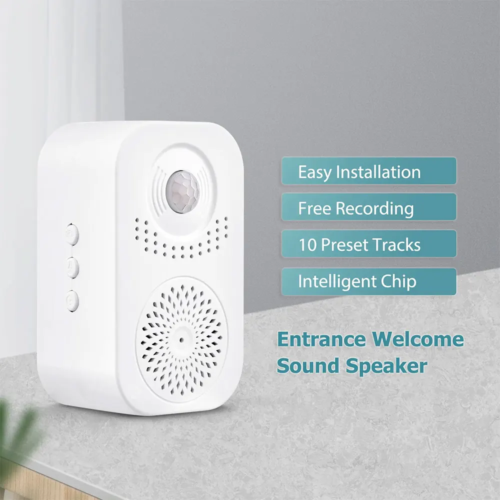 ML56 Infrared Induction Voice Reminder Sound Speaker Anti-theft Entrance Welcome Greeting Voice Prompter Record Smart Home