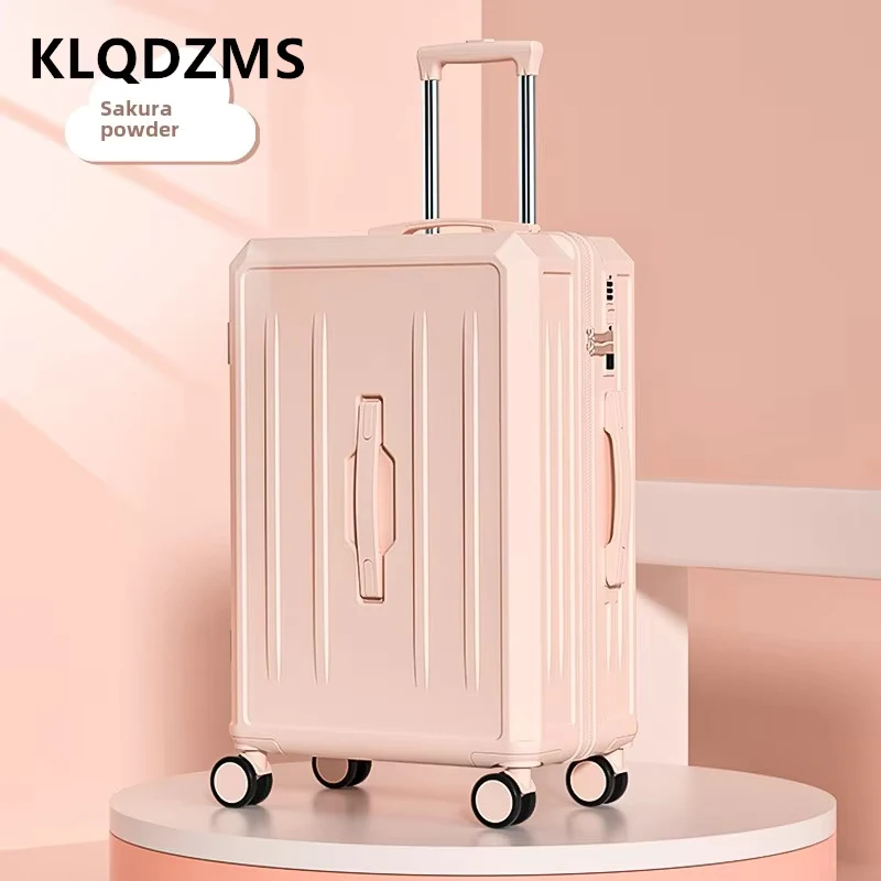 KLQDZMS กระเป๋าเดินทางขนาดใหญ่ความจุรถเข็น 20 นิ้ว PC Boarding Box 22 "24" 26 "28 นิ้ว multi-function กระเป๋าเดินทาง