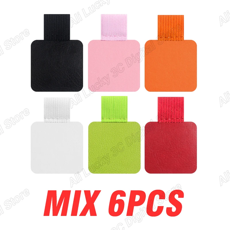 6-1pcs Pen Loops Pencil Holders Self-Adhesive PU Leather Pad for Stylus Pencil Books Notebooks Anti-lost Anti-fall Elastic Loops