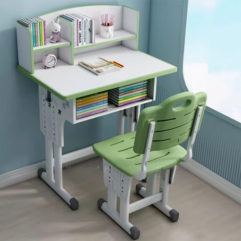 New Ergonomic Children's Learning Desk with Bookshelf Home Furniture Height Adjustable Kids Study Table and Chair Set for Child