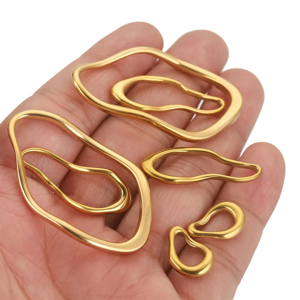 Conectores de acero inoxidable para fabricación de joyas, pendientes de bisel Irregular, dijes, suministros de joyería, piezas, hallazgos Diy, 5 uds.