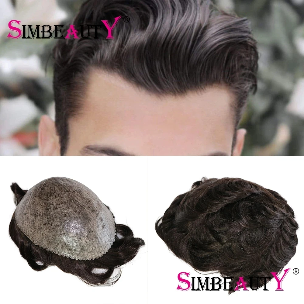 ナチュラルヘアライン 1B40 1b80 グレーブラックブラウン男性かつら人毛ウィッグマイクロスキン超耐久性フルスキン PU 毛細管プロテーゼ