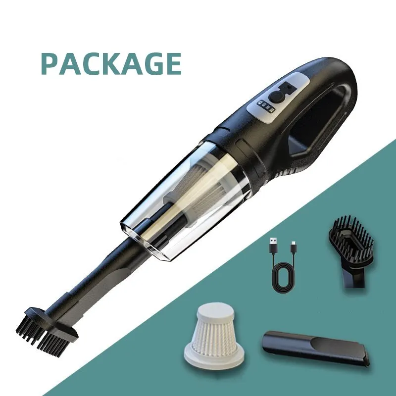 Cordless handheld vacuum cleaner, rechargeable car vacuum cleaner with 3 suction heads for car, pet and household cleaners