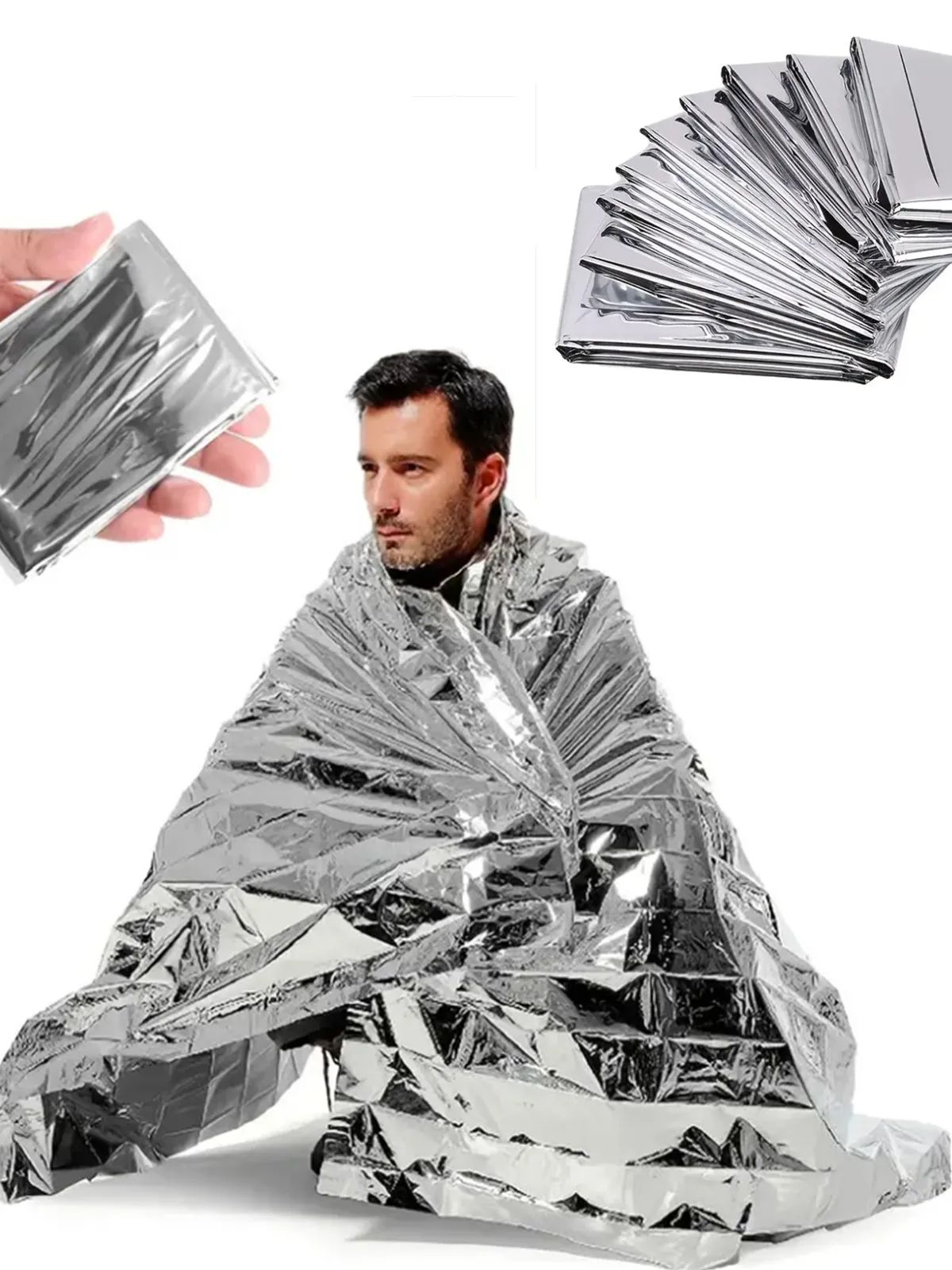 Portable Aluminum Foil Emergency Blanket for Camping And Hiking Lightweight Anti-Heat First Aid Life Blanket