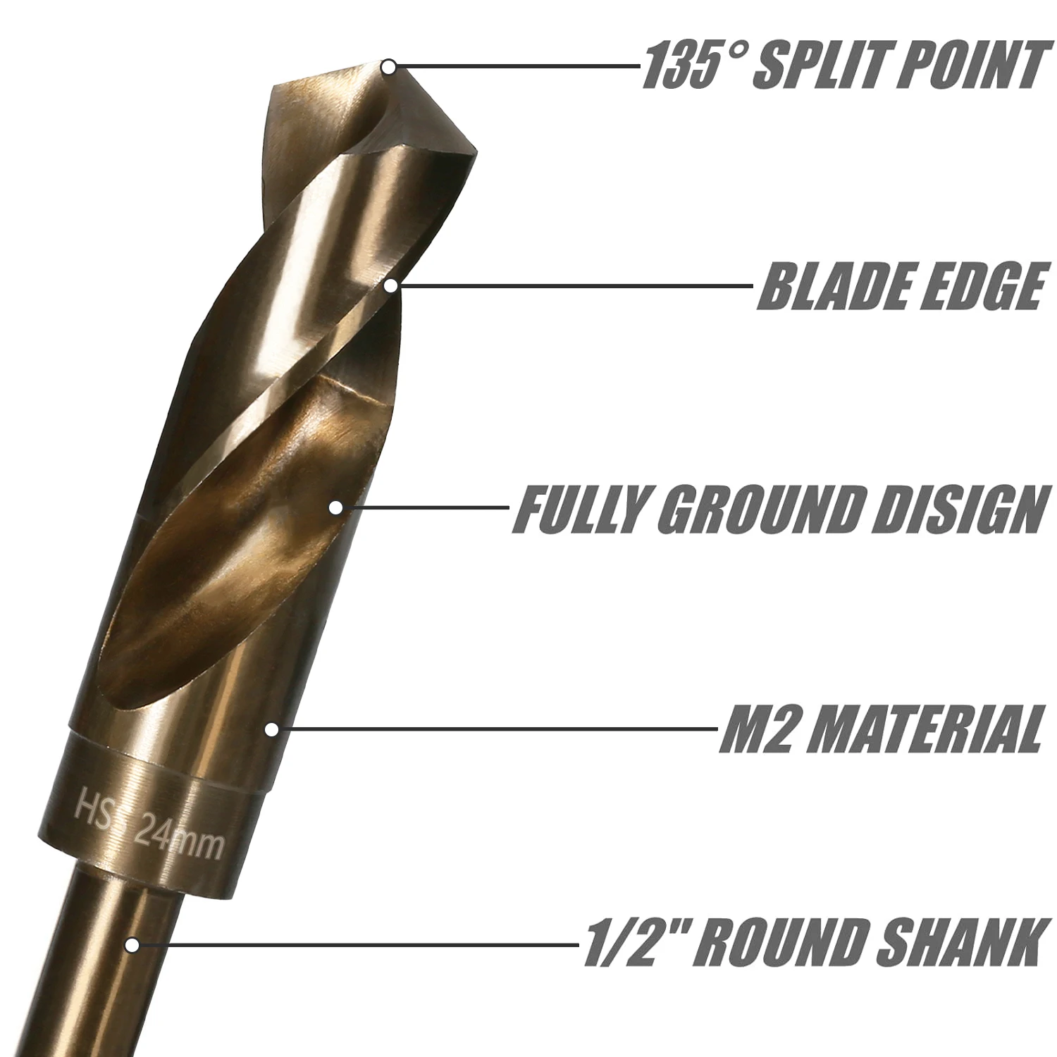 Versery 13-35 มม.12.7 มม.รอบ Shank ลด 1/2 ''Twist เจาะ Bits โคบอลต์ Hss Hole Saw ไม้เหล็กสแตนเลสอลูมิเนียม