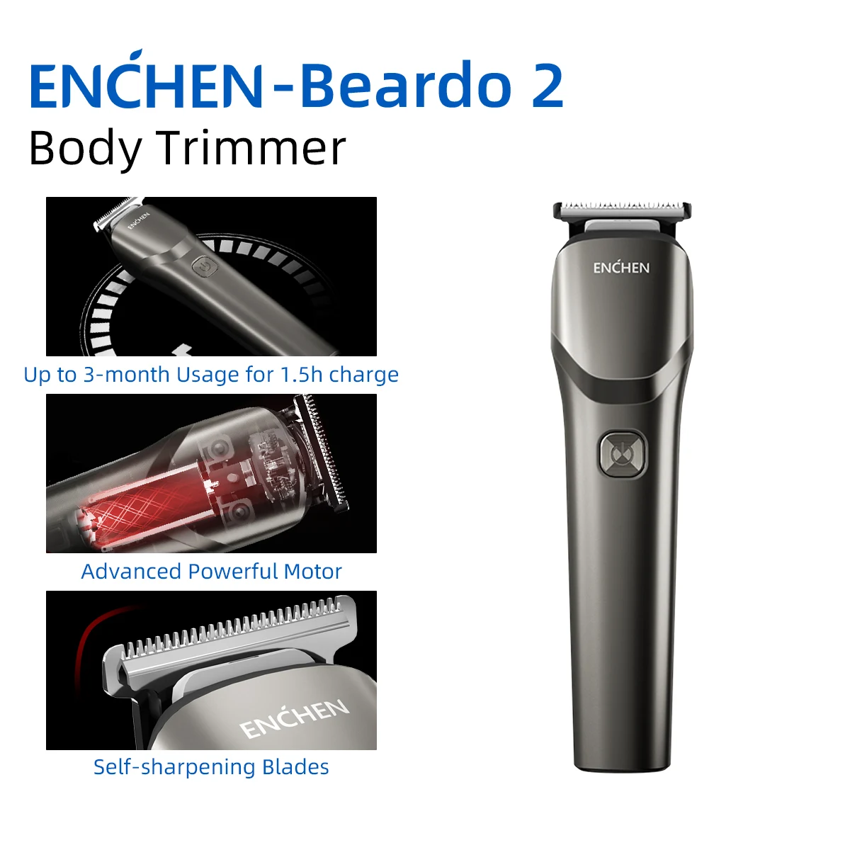 ENCHEN Recortadora de cabello Afeitadora profesional Cortadora de cabello Máquina de corte de cabello Recortadora corporal portátil multifuncional Afeitadora de barba para hombres - Beardo 2