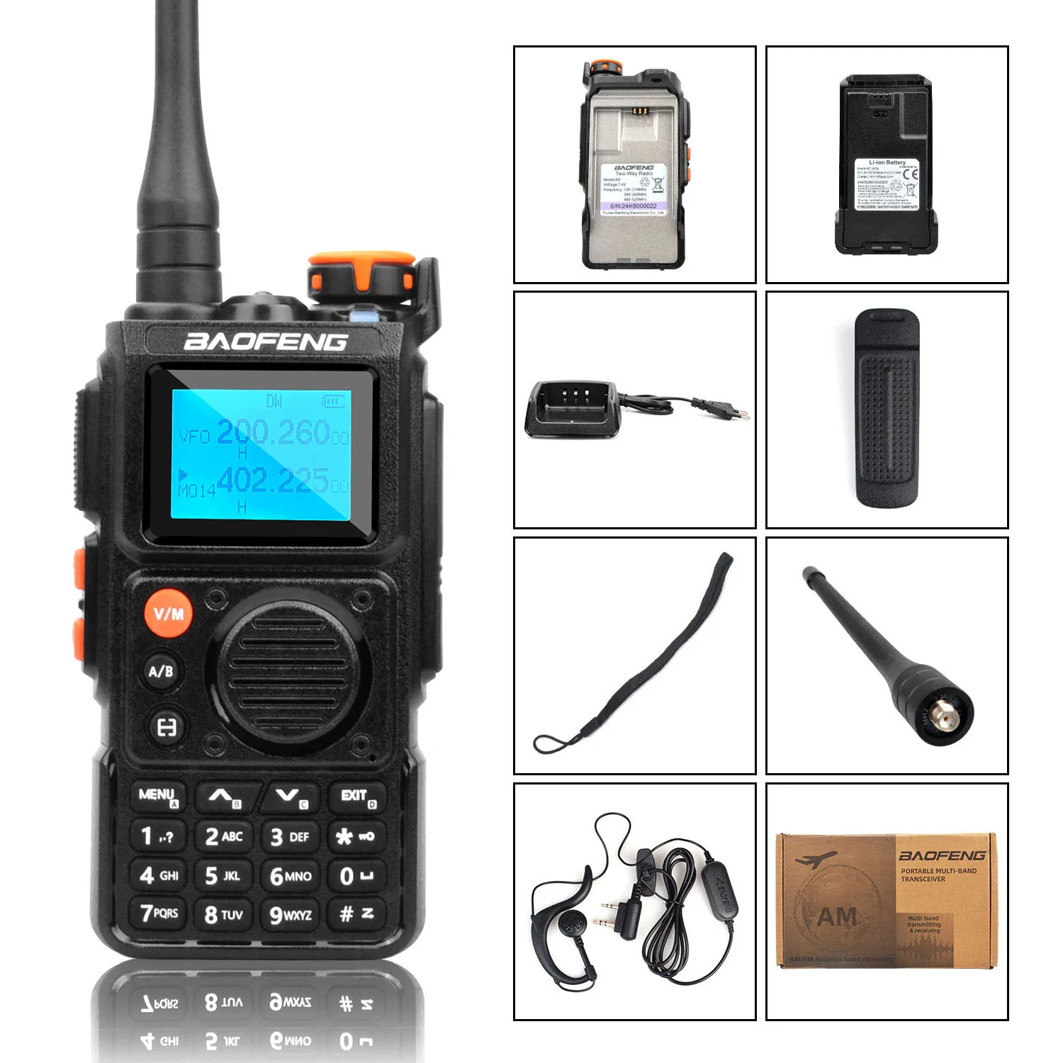 Baofeng K6 2M 70CM Air Band VHF UHF Dual Wait Multi-Band Wireless Freq Copy Noise Cancellation 999Ch FM Radio 1750Hz Tone Burst