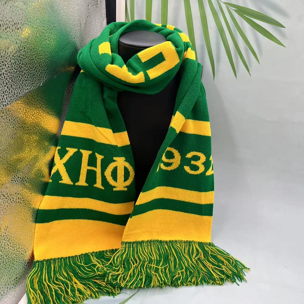 Chi Eta Phi ウール ニット レディース ウィンター グリーン イエロー スカーフ 帽子 セット 1932 女性用 ギフト