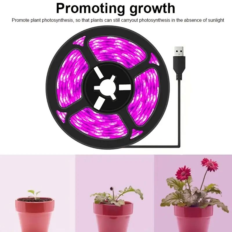 USB-voeding volledig spectrum paarse plantenlamp riem planten bloemen en groenten bevorderen groei, draagbaar en eenvoudig te installeren