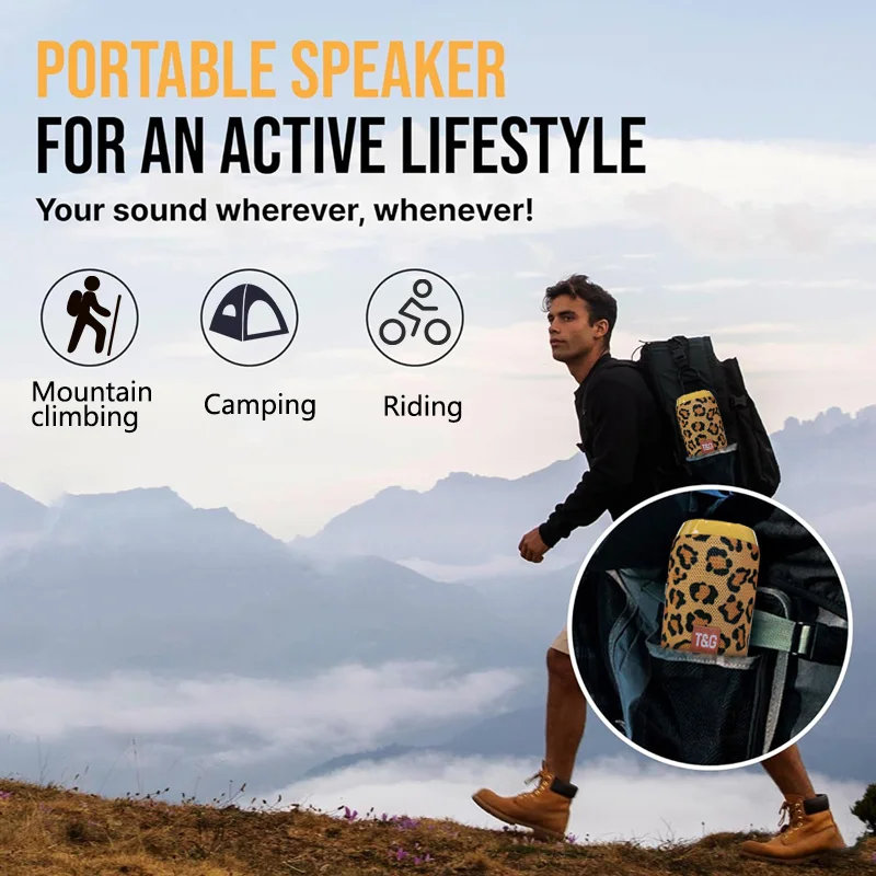 TG117 Tragbarer Bluetooth-Lautsprecher für den Außenbereich, kabelloser Woofer, kostenloser Anruf/FM/TF-Karte/USB-Flash-Laufwerk, zum Anschließen von Mobiltelefonen/Tablets/Fernsehern